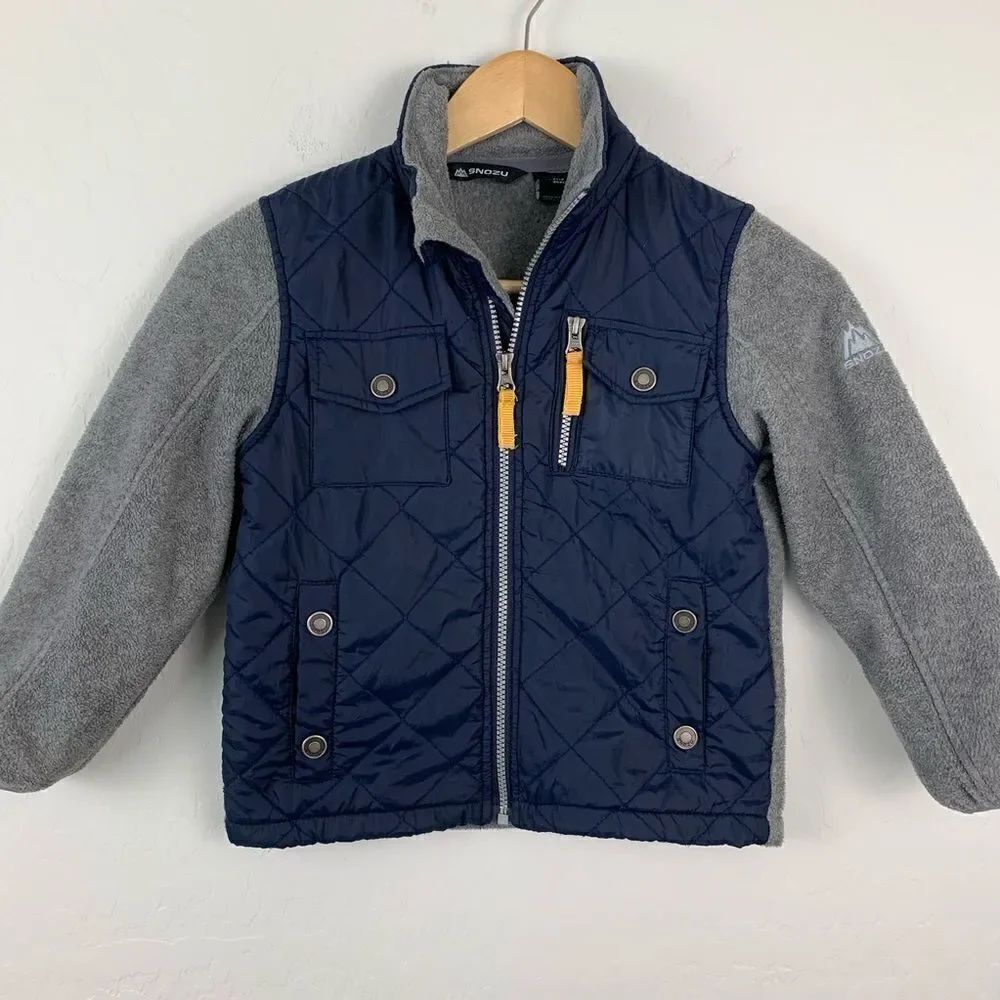 Snozu gray and navy fleece and quilted jacket